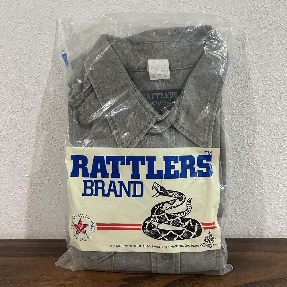 VTG NOS Rattlers Brand Army Green Button Hunting Shirt Size XL Made In‎ USA Work